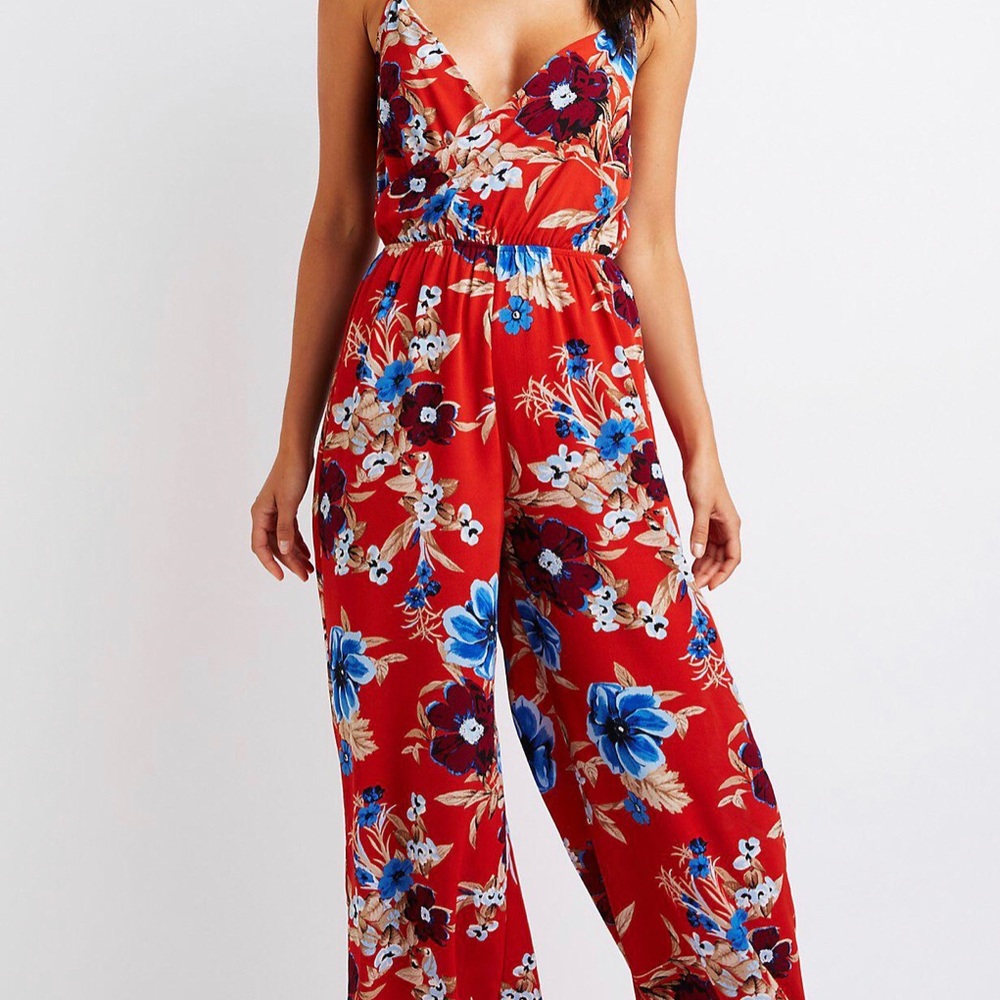 Red Floral Jumpsuit